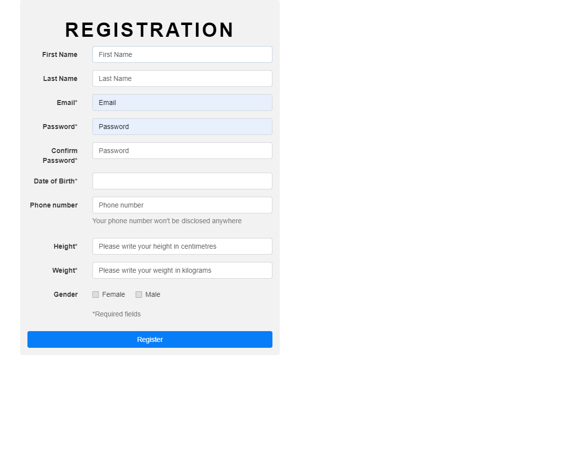 Registration Page with Background image - Web Designer Wall